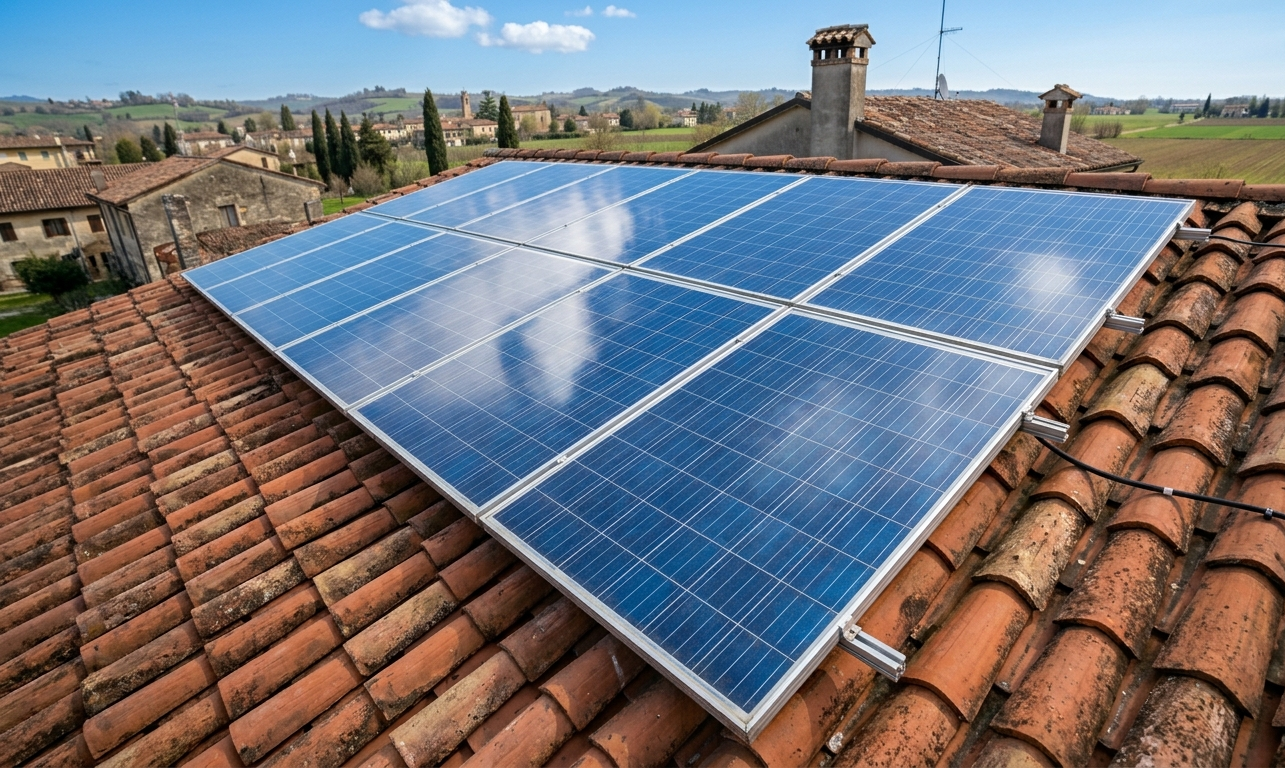 Pannelli fotovoltaici puliti dopo l'intervento Lucido